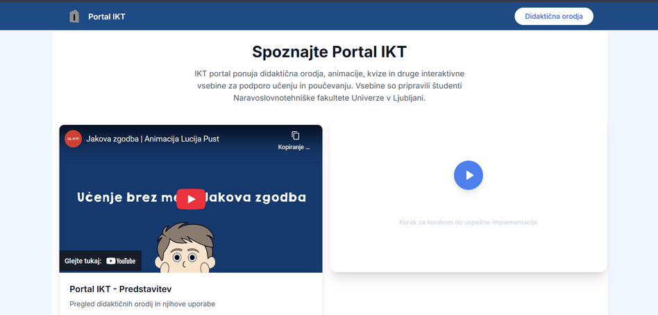 Posnetek začetne strani portala IKT
